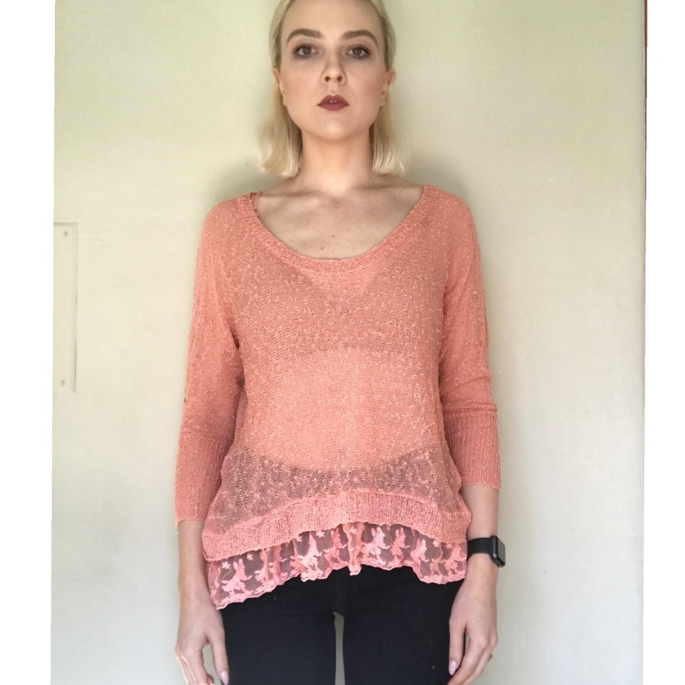 American Rag Peach Knit Sweater Blouse